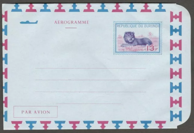 (AOP) Burundi 1972 13F Lion aerogramme unused