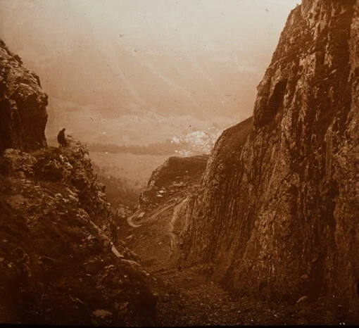 stereo view, Swiss, Col de la Gemmi, stereoscopic view, glass plate 6x13 