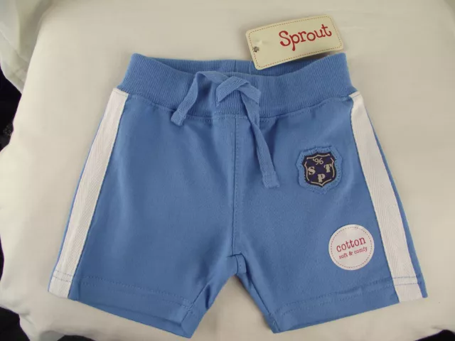 BNWT Baby Boys Size 0 Myer Sprout Brand Mid Blue/White Soft Jersey Knit Shorts