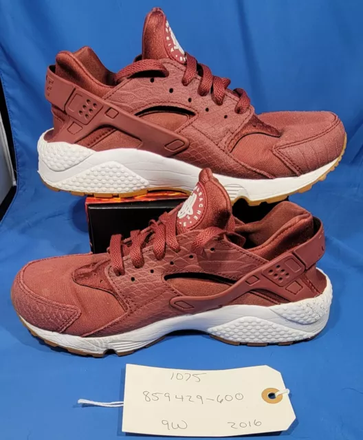 Nike Air Huarache Run Burgundy Cedar Red Gum Shoes Sneakers US Women's 9 (1075)