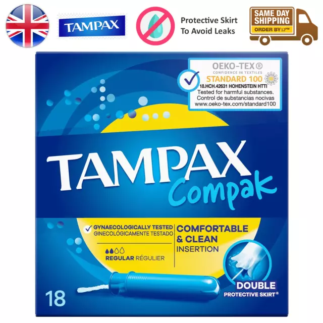 Tampax Compax Tampons Plastic Applicator Leak Protection Regular Absorbency