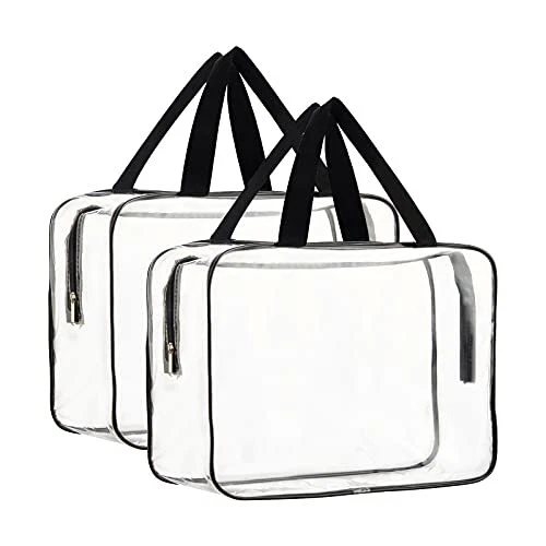 2 Pieces Large Clear Makeup Cosmetic Toiletry Organizer Bag, Clear Plastic To...