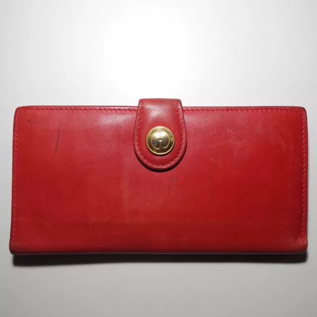 Vintage Gucci Red Leather GG Button Clasp Wallet Made In Italy