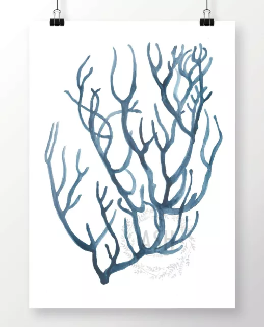 SEA CORAL V Watercolour Coastal Art Print Hamptons Nautical Beach Painting