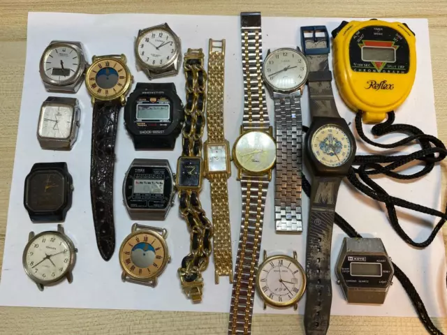 Job Lot Gents Quartz Watches spare/repair/parts inc Bulova Casio Sekonda Timex