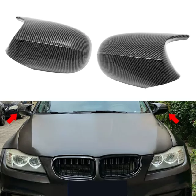 L+R Außenspiegel Spiegelkappe Abdeckungen Carbon-Stil für BMW E82 E92 E93 10-13