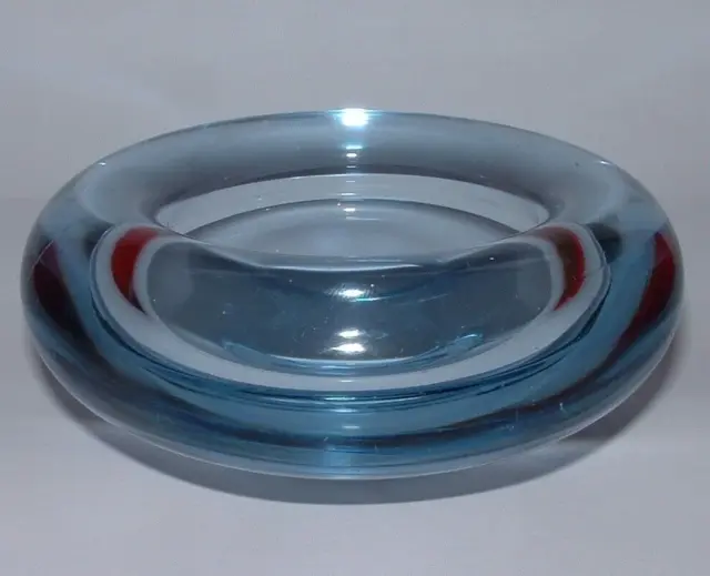 Holmegaard – Pale Blue Glass Bowl/Ashtray – no.15738 Signed Per Lutken MCM 1961