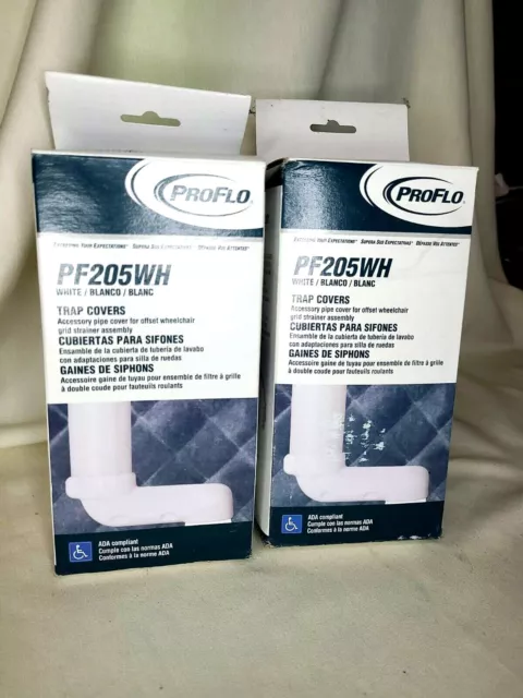 2 PROFLO Safety Trap Pipe Covers PF205WH Sink  Lavatory WHITE ADA  NEW In Box