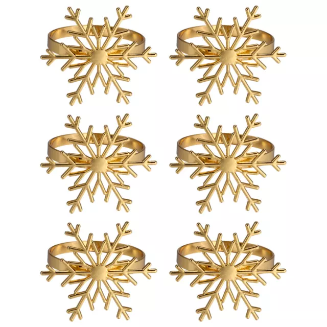6 Pcs Alloy Christmas Snowflake Napkin Buckle Rings Banquet Xmas