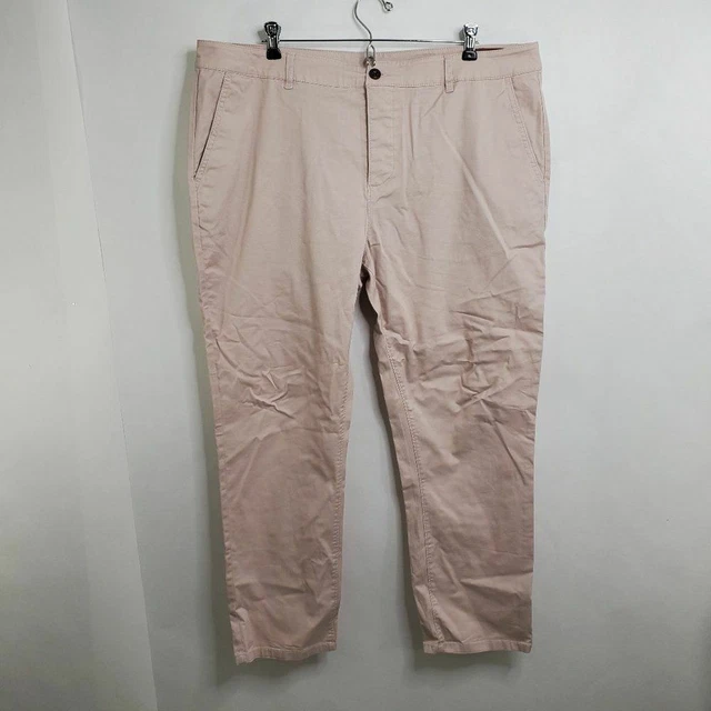 Asos Men Pants 38 X 32 Chino Pink Boot Bootcut Straight Leg Work Career