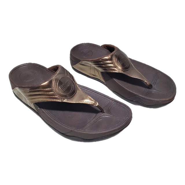 FitFlop Walkstar Women's Size 8 Brown Metallic Sandals Thong Flip Flops 028-012