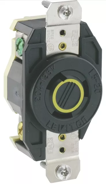 Leviton 20 Amp 3-Wire Nylon Single Outlet, Black L5V-20R / 2310