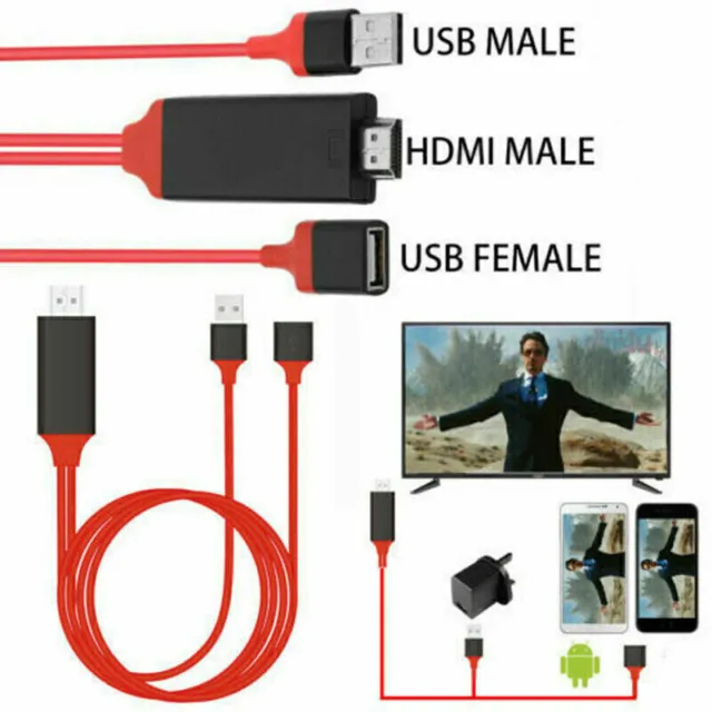 1080P MHL USB To HDMI Cable Phone To TV HDTV Adapter For iPhone/Android/Samsung