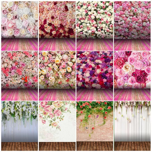 5x7ft 3x5ft Floral Wall Plank Photography Background Flower Decor Vinyl Backdrop