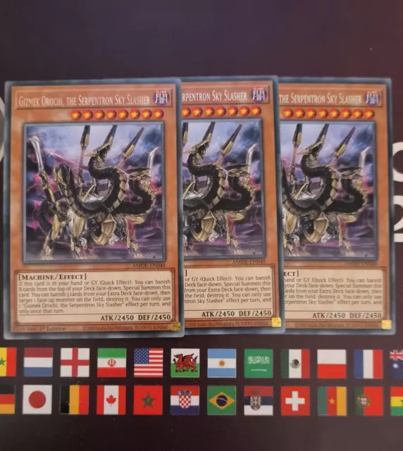 3x Gizmek Orochi, The Serpentron AMDE-EN048 RARE YuGiOh Card Amazing Defenders