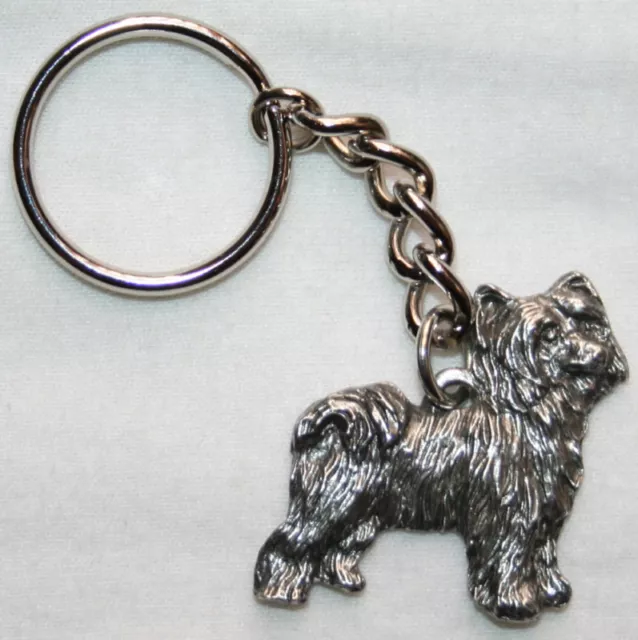 CHINESE CRESTED POWDER PUFF Pewter Keychain Key Ring