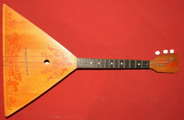 Balalaika de madera popular soviética rusa vintage 3 cuerdas