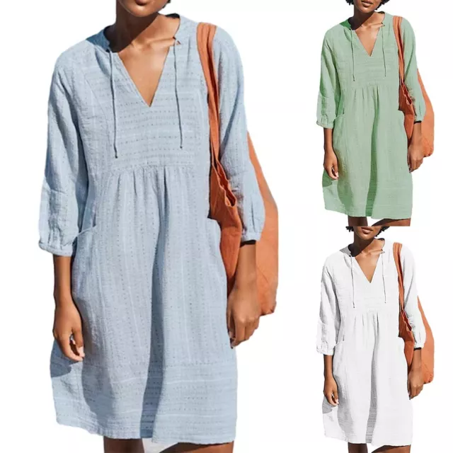 Fashion Dress Clothing Loose Slight Strech Solid Sundress Daily Holiday V-neck