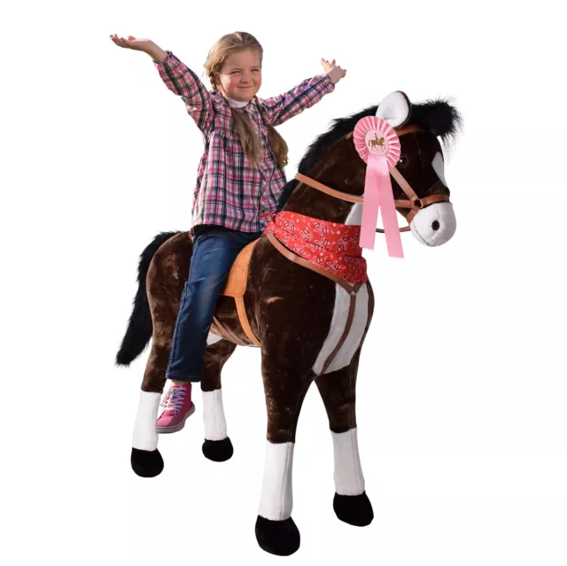 Kinder Reitpferd XXL Spielpferd Reit Pferd Standpferd 114cm Plüschpferd braun