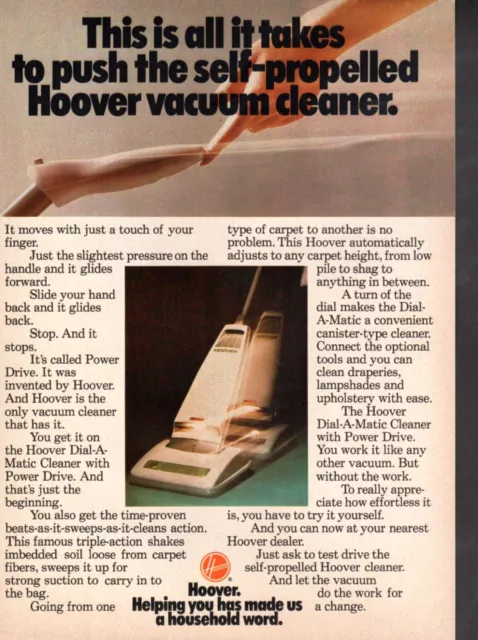 Vintage advertising print ad Hoover cleaner carpet self-propelled vacuum 1973 ad