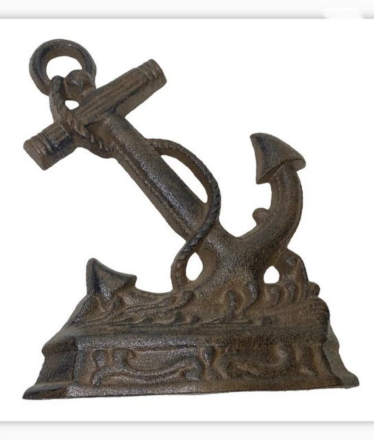 Cast Iron NAUTICAL ANCHOR Doorstop Garden Statue Home Decor Book End 9”H 7”W