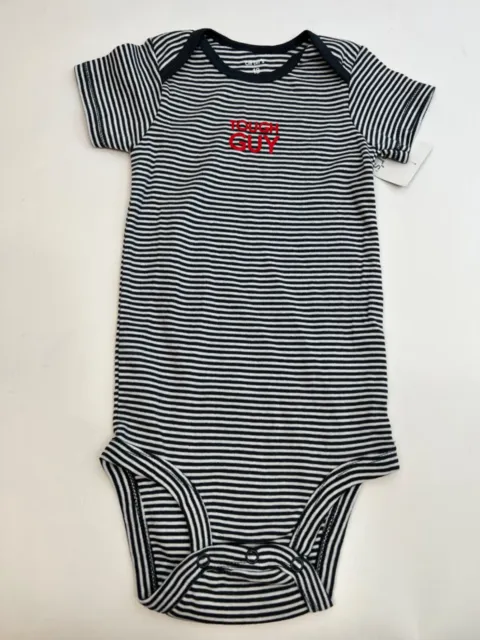 NWT Carter's Tough Guy Baby Boy One piece Gray/White Stripe Size 18 Months