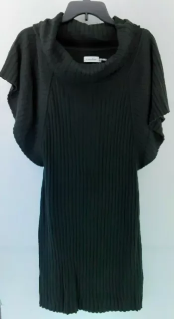 Calvin Klein Women's Cowl Neck Knit Short Sleeve Sweater Dress | Black | Size M