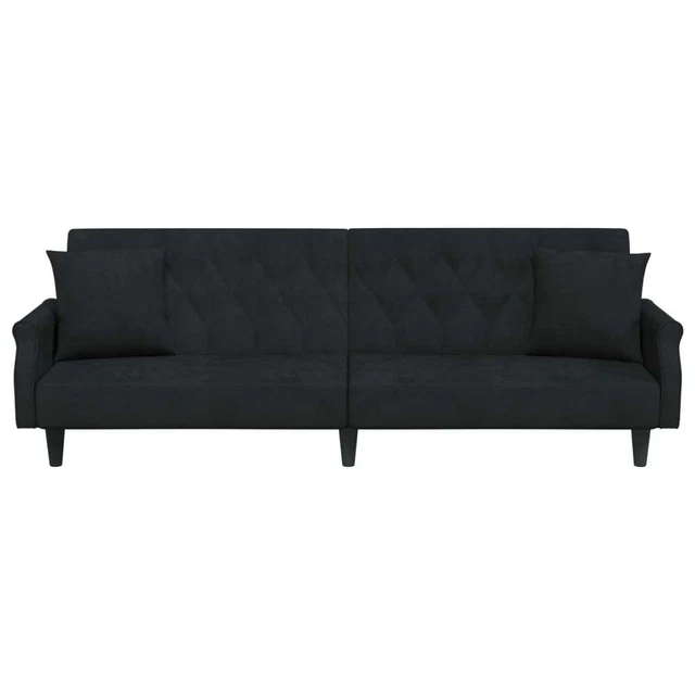 AX Divano Letto Ospiti Nero 2 Cuscini 2 Schienali Separati Regolabili New 351948