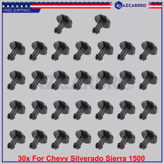 30x Front Bumper Clips For 9mm Hole 07-10 Chevrolet Silverado 1500 2500/3500 HD
