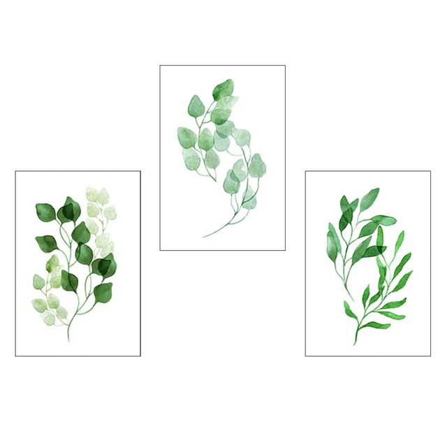 3 piezas Arte de pared de plantas de jardín Arte moderno de lona Pintura de hojas en pared