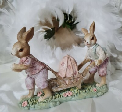 2-er Set lepri COPPIA Coniglietto di Pasqua Coppia Pasqua lepri DECORAZIONE SHABBY CHIC VINTAGE Landhaus 