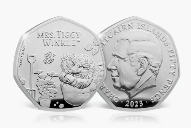 2023 Peter Rabbit World 50p coin Mrs Tiggy Winkle BUNC