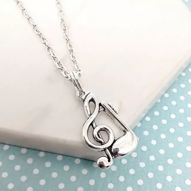 Musical Note Pendant Necklace, Musician Gift, Charm Jewellery, Treble Clef