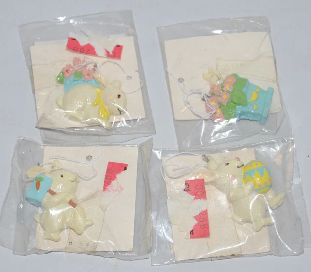 4x Easter Bunny Egg Basket Pendant  (4288) 1.5" Lot