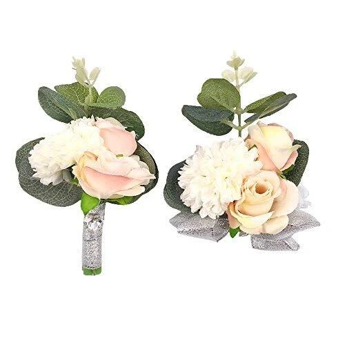 Broche de muñeca corsé de boda conjunto de botones fiesta graduación flor de mano
