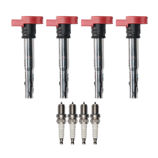 4 bobine di accensione + 4 x candela per Audi A4 A5 A6 R8 VW Touareg Porsche 06E905115B