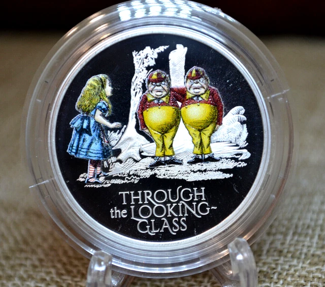 2 pounds Royal Mint 2021 UK 1 Oz Alice Through the Looking-Glass Coloured Silver