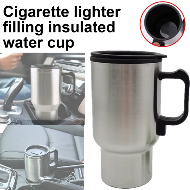 12V 450ml Car Heating Cup Stainless Steel Travel Electric Coffee Heated Kettle.