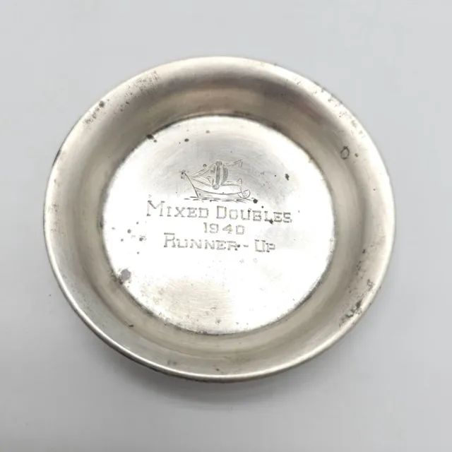 Mixed Doubles 1940 Solid Sterling Silver Schoffield Co. Ashtray Medal 38 grams