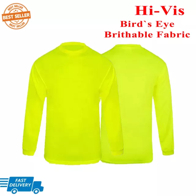 TPG SAFETY WORK Hi Vis Viz High Visibility T Shirt Long Sleeve Neon Tee ...