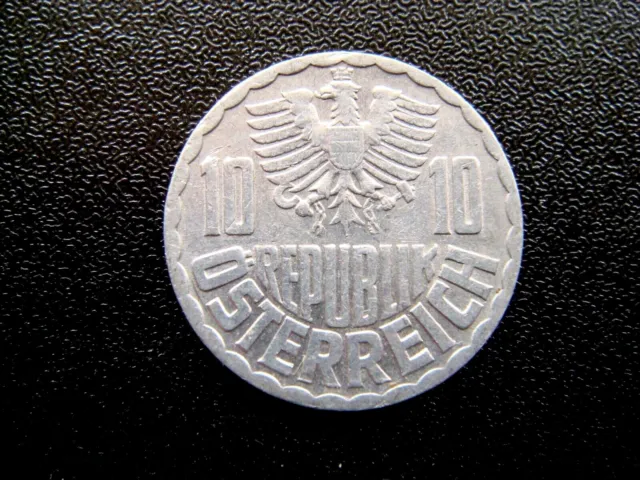 1975 Austria 10 Groschen aluminium coin in Extremely Fine Grade