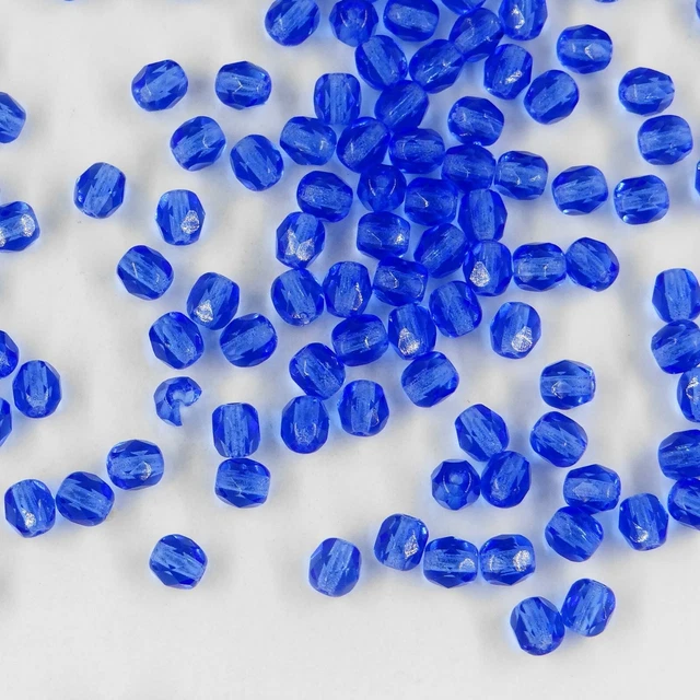 F4  SA *** 60 perles à facettes verre de Bohême 4mm SAPPHIRE