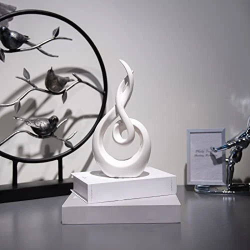 Modern Abstract Art Table Decoration - Ceramic Statue Modern White 3