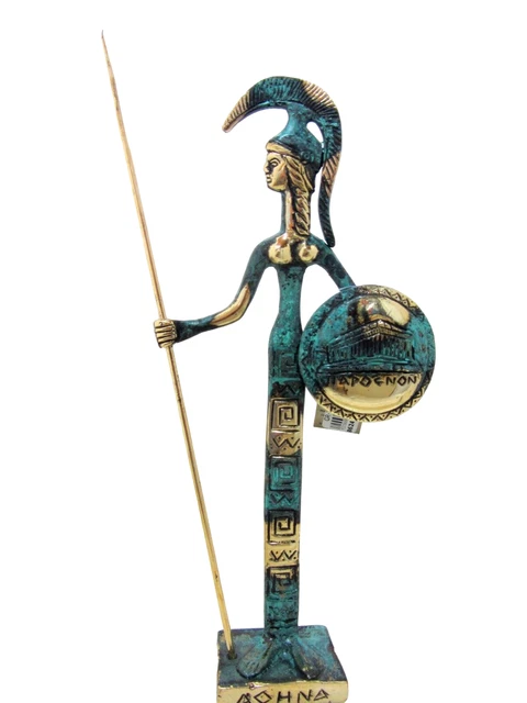 Ancient Greek Bronze Museum Statue Replica Athena Wth Shield & Spear Collectable Ancient Greek Bronze Museum Statue Replica Athena Wth Shield & Spear Collectable
