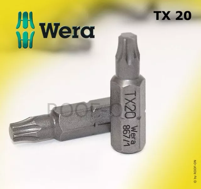 1x WERA BIT TX20, 867/1 Z TORX Bits, 1/4"-Sechskant T-Drive I-Stern TX 20, T20