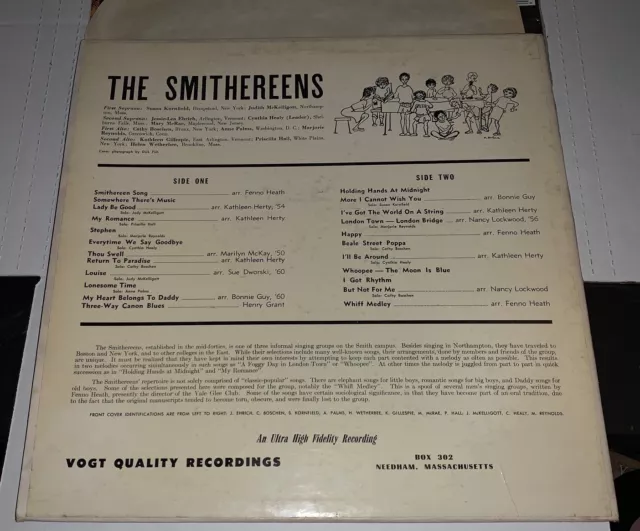 The Smithereens Smith College Northampton Mass. Albright Quartet 1959 Very Rare 3