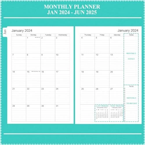 PLANNER 20242025 Jan 2024Jun 2025 Weekly Monthly Planner with 18