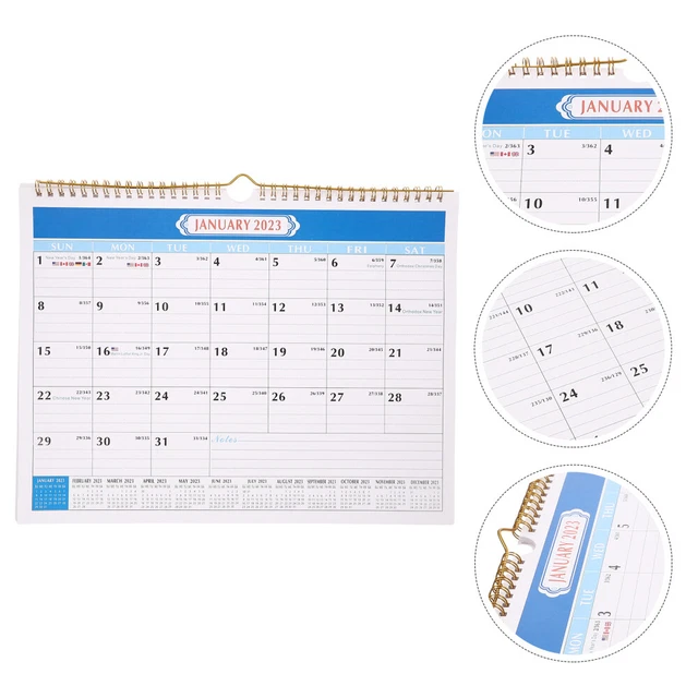 Calendrier De Bureau 2023-2024 Pliable - De Juillet 2023 à Décembre 2024, Reliure Spirale, Format Debout 48x16,3 Cm - 8