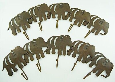 Elephant Decorative Metal Wall Hooks 10 Pieces Japanese Brown Patina Color Style