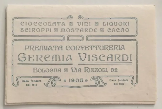 Antico Calendario pubblicitario Bologna, Geremia Viscardi  1905. Cioccolato Bar